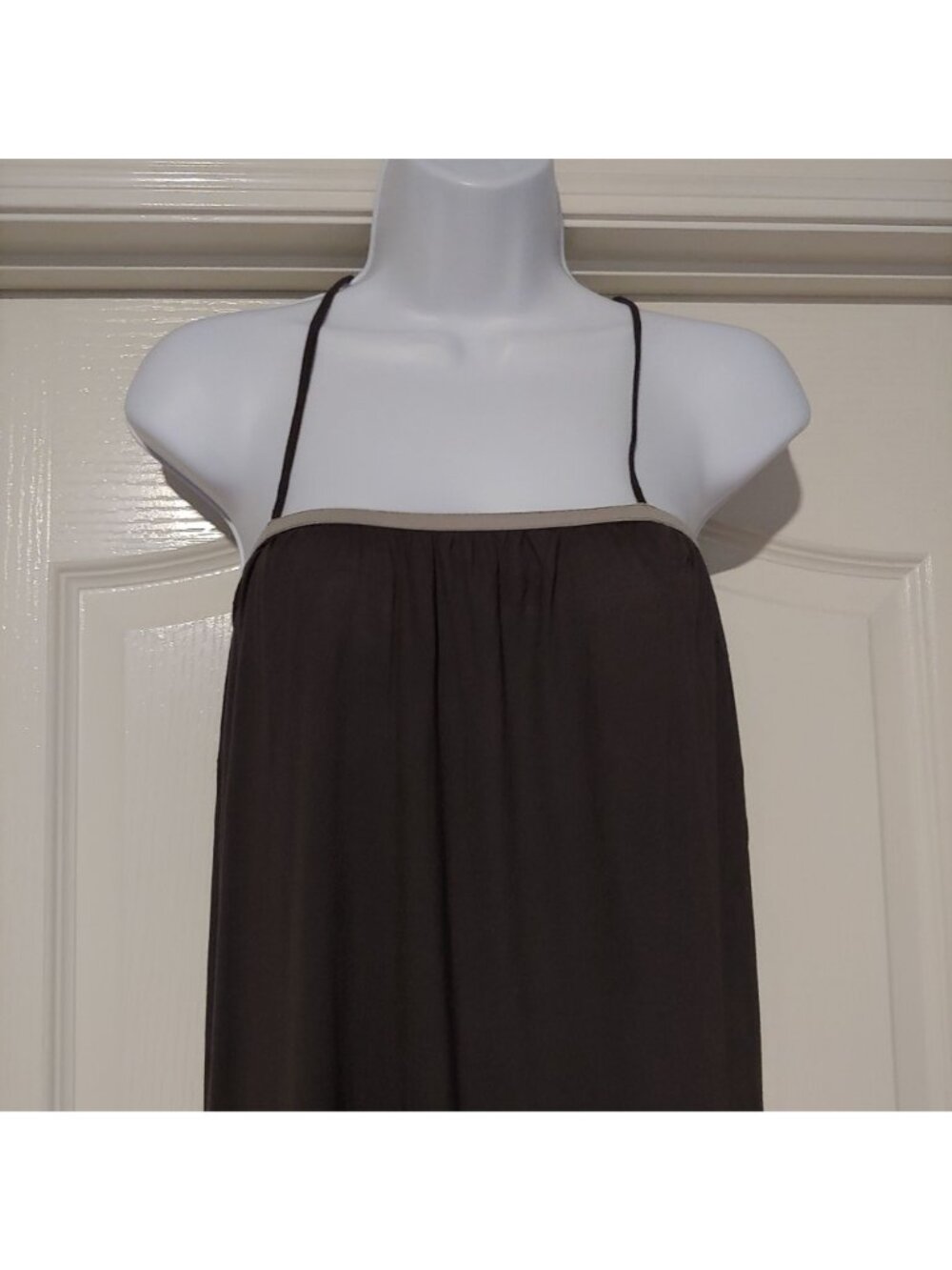 Humanoid Semi-Sheer Halter Midi Dress Lightweight Minimalist Layer Resort Chic M - Picture 3 of 8